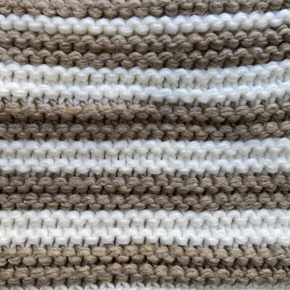 Calvin Klein Striped Knit Infinity Scarf tube Beige & ecru White 100% Acrylic - Picture 7 of 11